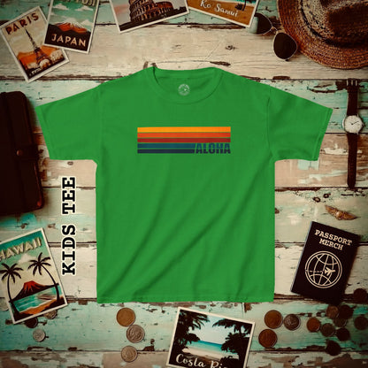 Aloha Retro Stripes, Hawaii Kids Tee Irish Green / XS
