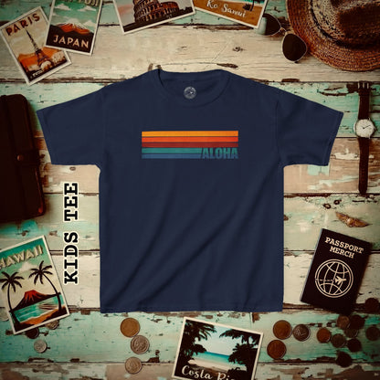 Aloha Retro Stripes, Hawaii Kids Tee Navy / XS