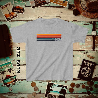 Aloha Retro Stripes, Hawaii Kids Tee Sport Grey / XS