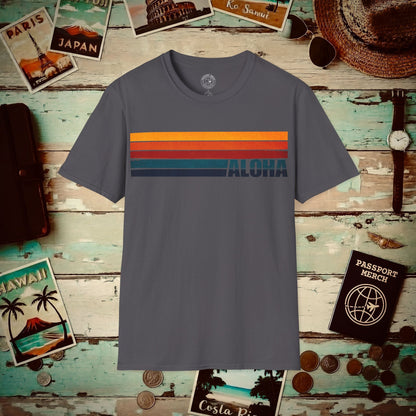 Aloha Retro Stripes, Hawaii T-Shirt Charcoal / S
