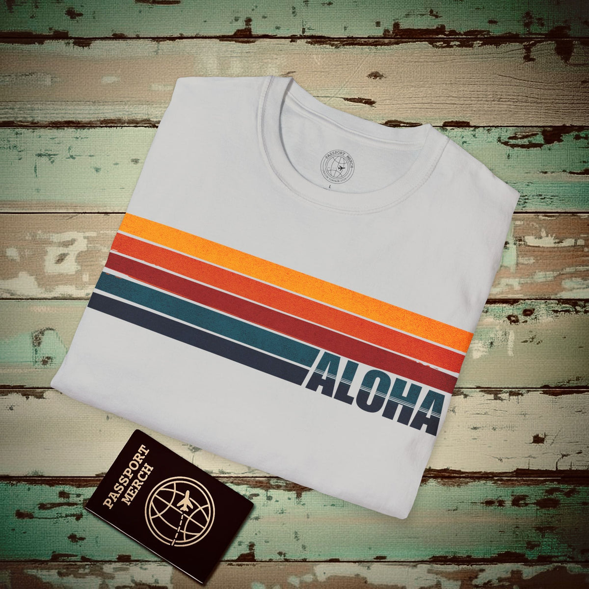 Aloha Retro Stripes, Hawaii T-Shirt Ice Grey / S