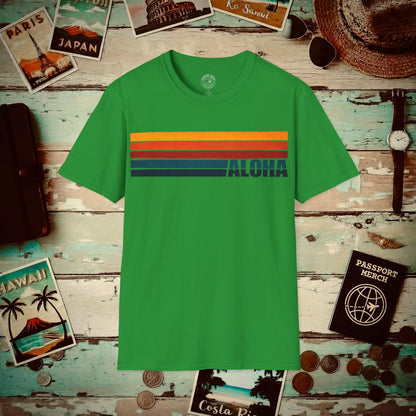 Aloha Retro Stripes, Hawaii T-Shirt Irish Green / S
