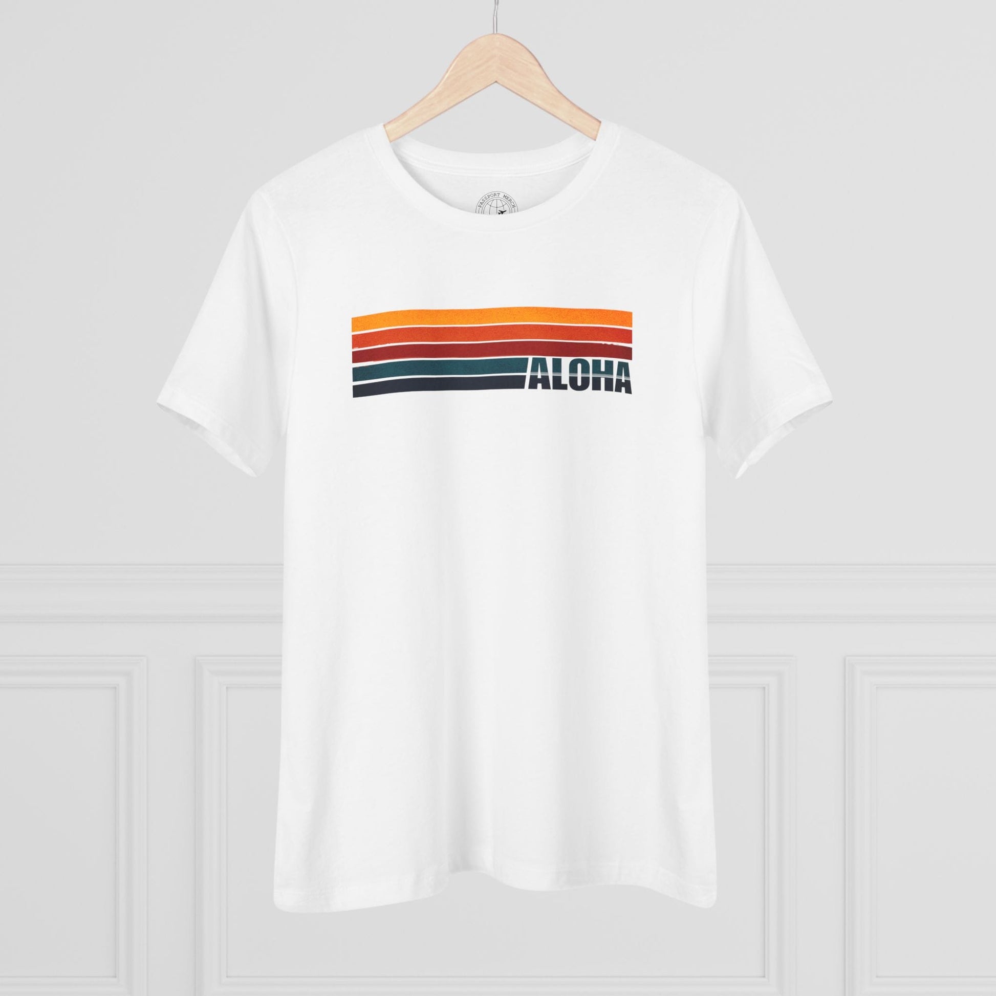 Aloha Retro Stripes, Hawaii Womens Fit T-Shirt White / S
