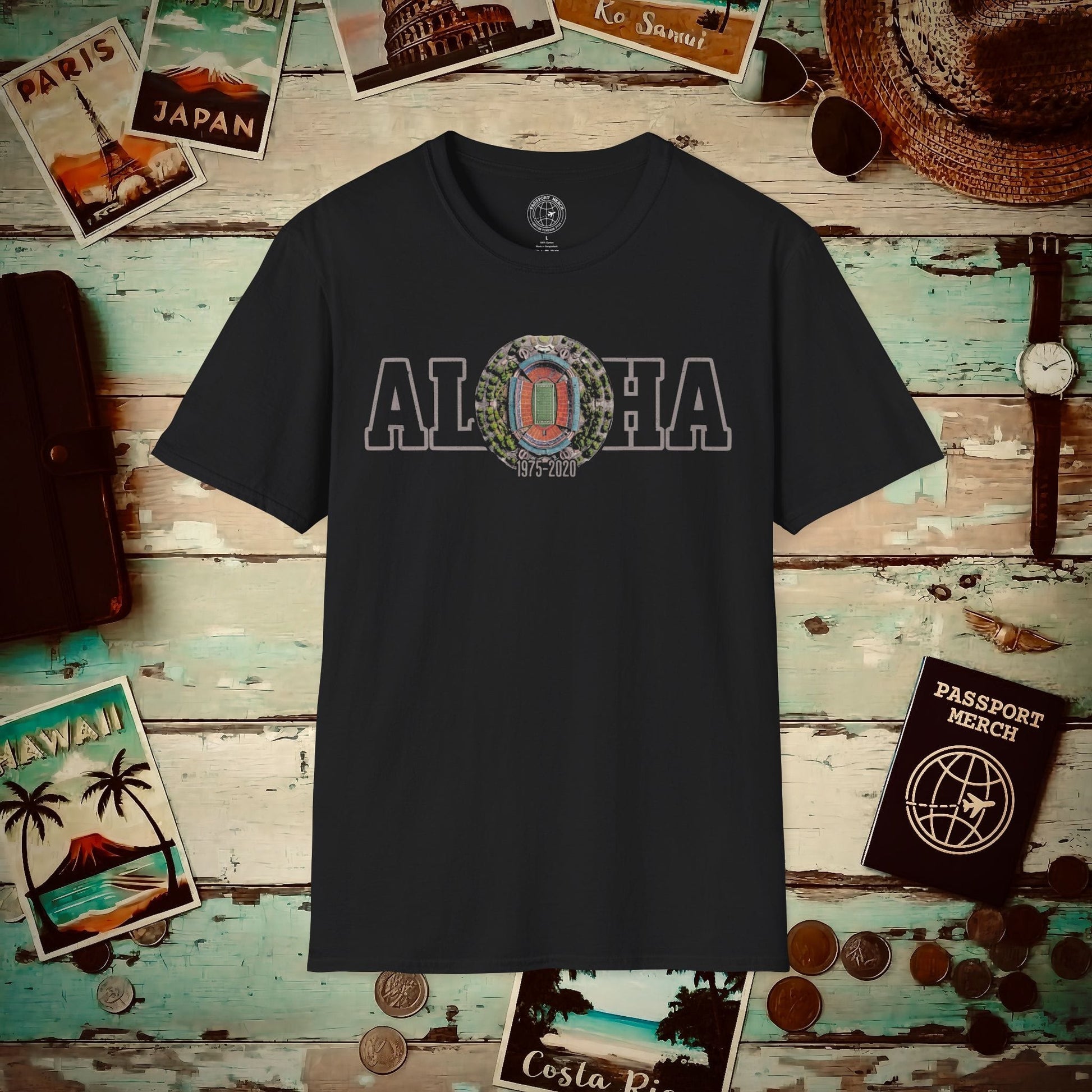 Aloha Stadium Varsity Footprint, Hawaii T-Shirt Black / S