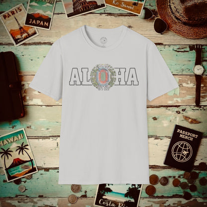 Aloha Stadium Varsity Footprint, Hawaii T-Shirt Ice Grey / S