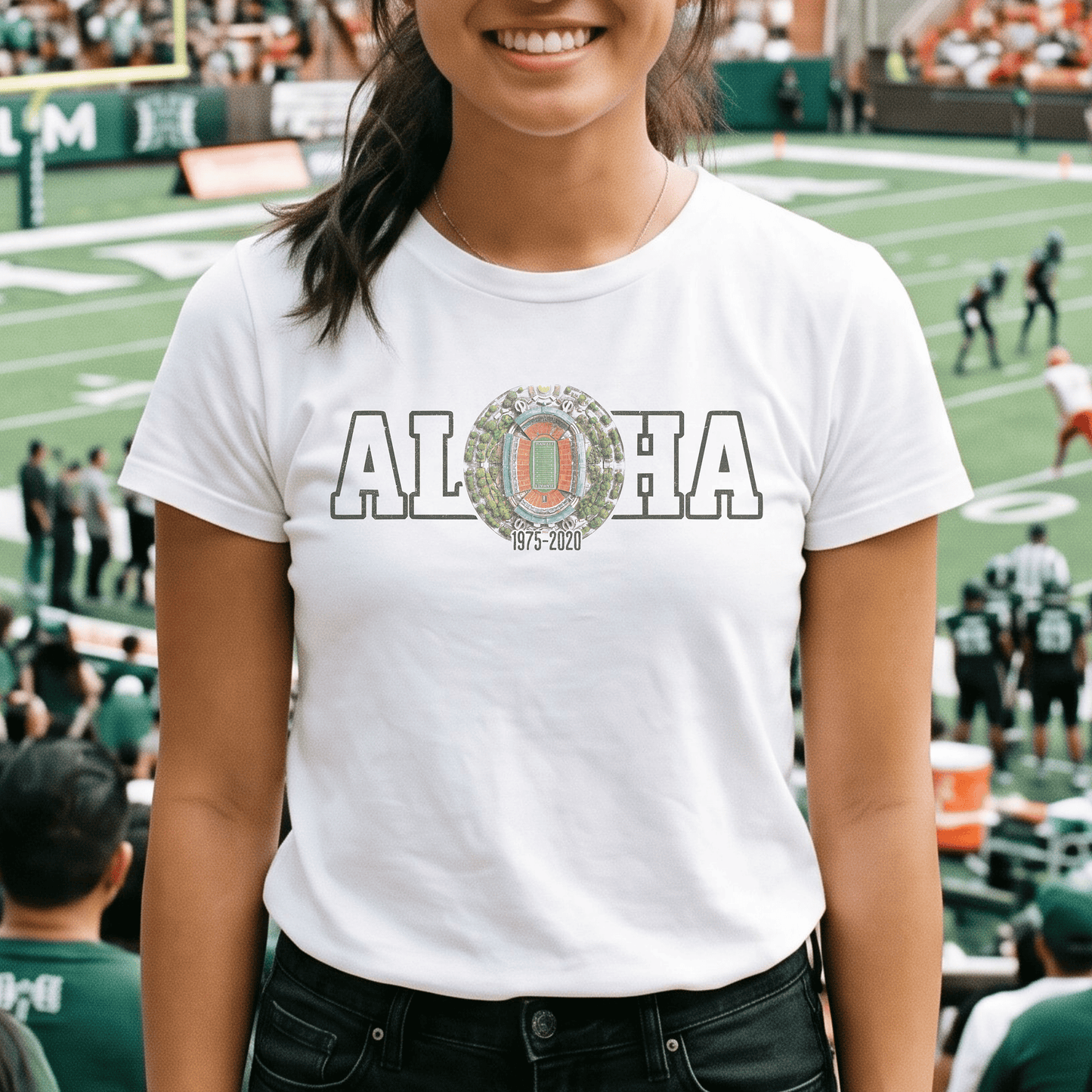 Aloha Stadium Varsity Footprint, Hawaii T-Shirt White / S