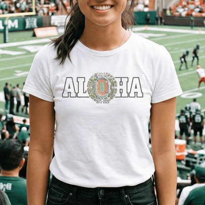 Aloha Stadium Varsity Footprint, Hawaii T-Shirt White / S