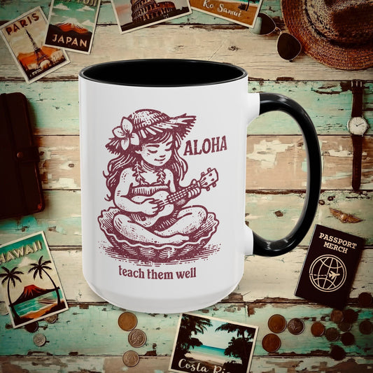 Aloha, Teach Them Well, Hawaii 15oz Mug Black / 15oz