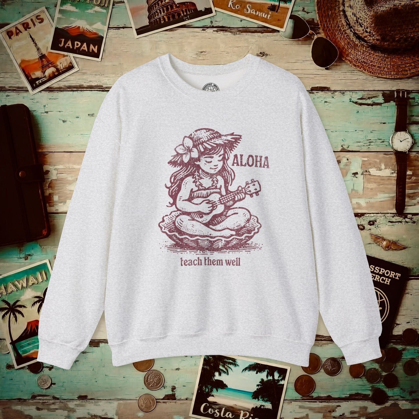 Aloha, Teach Them Well, Hawaii Crewneck Ash / S
