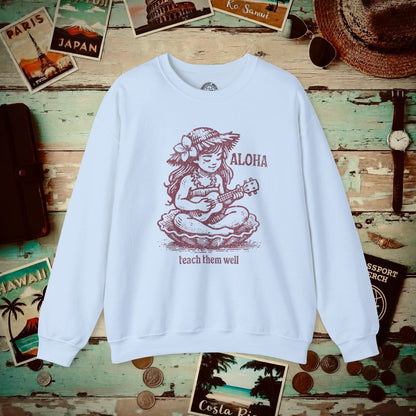 Aloha, Teach Them Well, Hawaii Crewneck Light Blue / S