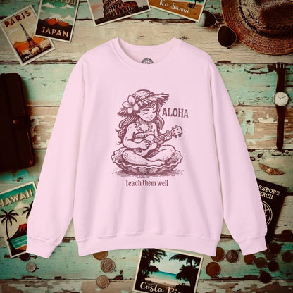 Aloha, Teach Them Well, Hawaii Crewneck Light Pink / S