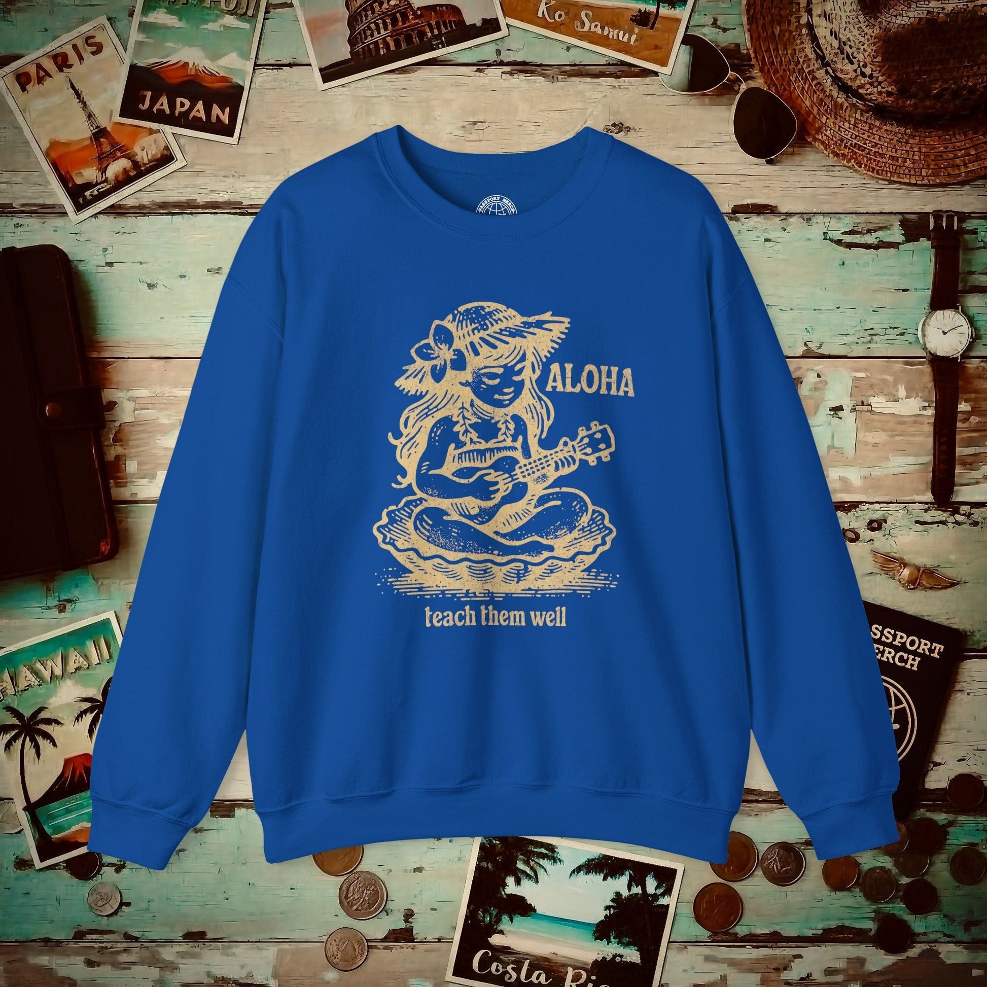 Aloha, Teach Them Well, Hawaii Crewneck Royal / S