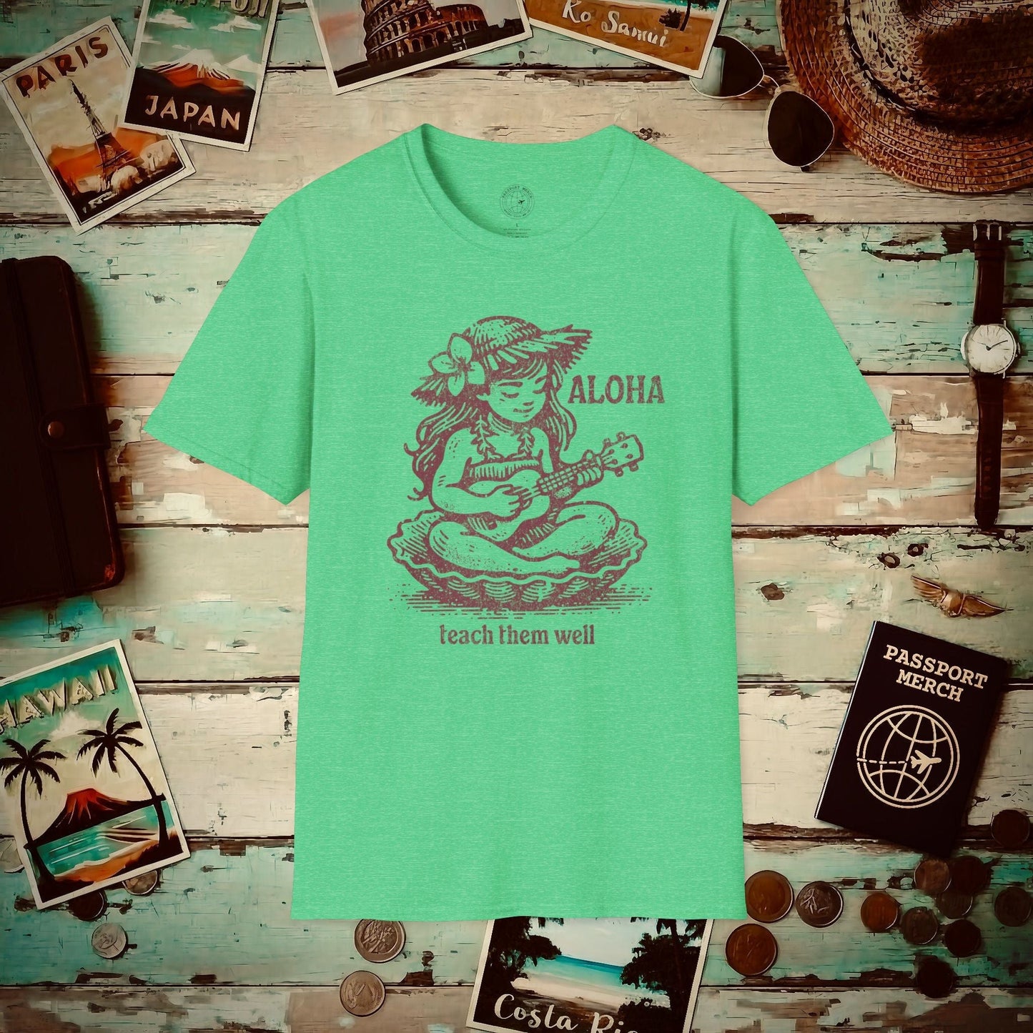 Aloha, Teach Them Well, Hawaii T-Shirt Heather Irish Green / S