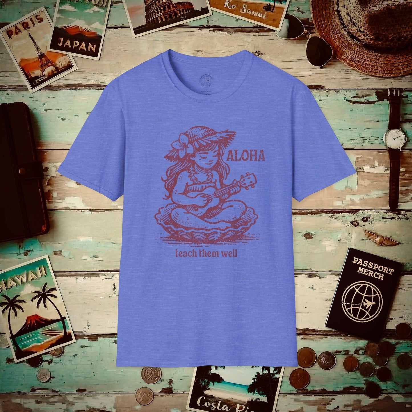 Aloha, Teach Them Well, Hawaii T-Shirt Heather Royal / S