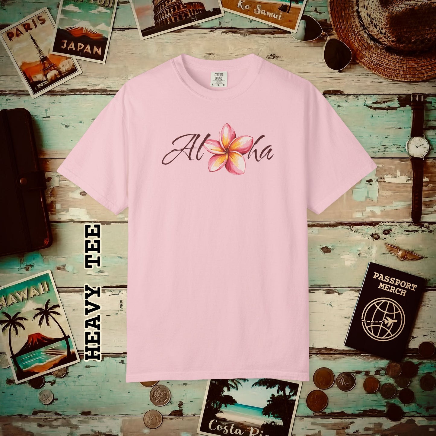 Aloha Watercolor Plumeria, Hawaii Heavy Tee Blossom / S