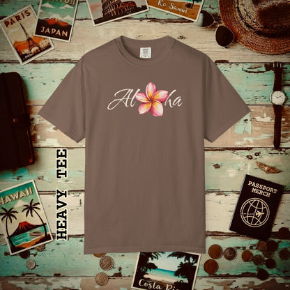 Aloha Watercolor Plumeria, Hawaii Heavy Tee Espresso / S