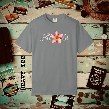 Aloha Watercolor Plumeria, Hawaii Heavy Tee Grey / S