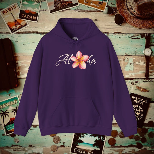 Aloha Watercolor Plumeria, Hawaii Hoodie Purple / S