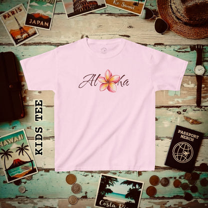 Aloha Watercolor Plumeria, Hawaii Kids Tee XS / Light Pink