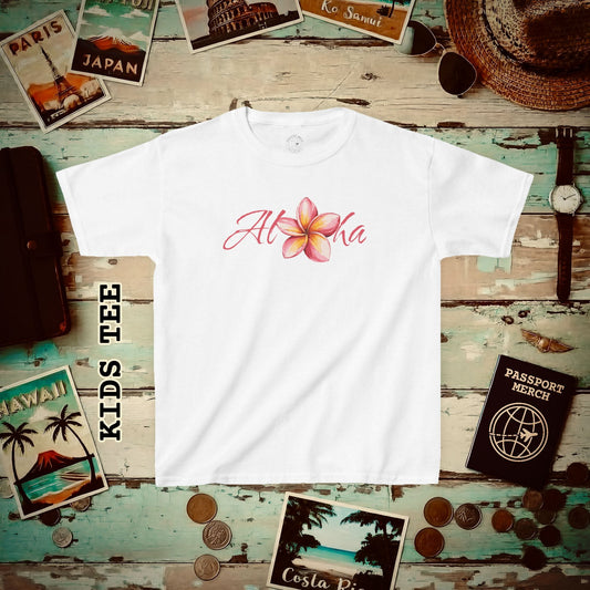 Aloha Watercolor Plumeria, Hawaii Kids Tee XS / White