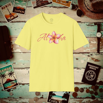 Aloha Watercolor Plumeria, Hawaii T-Shirt Cornsilk / S