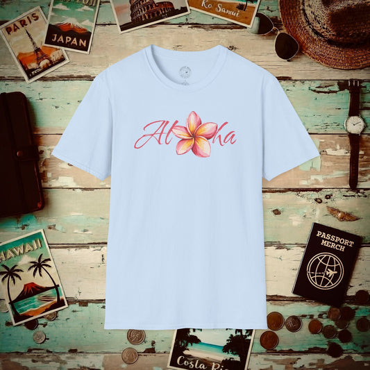 Aloha Watercolor Plumeria, Hawaii T-Shirt Light Blue / S