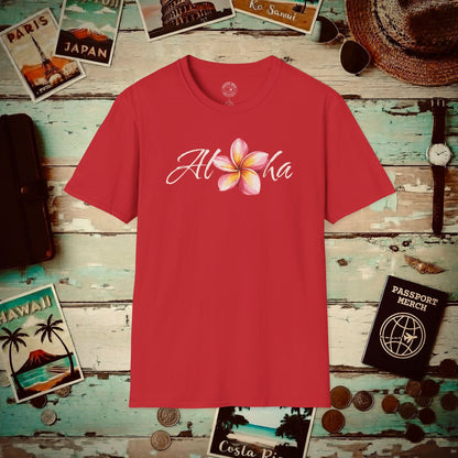 Aloha Watercolor Plumeria, Hawaii T-Shirt Red / S