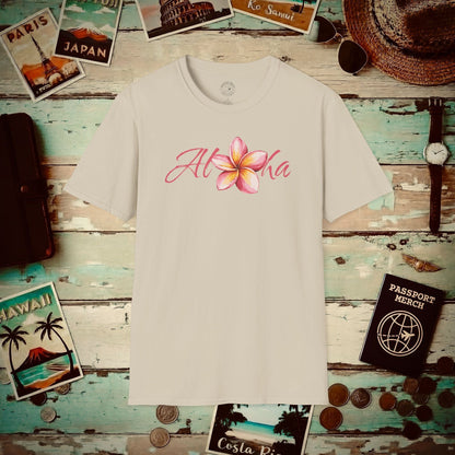 Aloha Watercolor Plumeria, Hawaii T-Shirt Sand / S