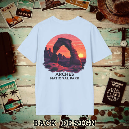 Arches National Park, Utah, Back Print T-Shirt Light Blue / S
