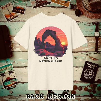 Arches National Park, Utah, Back Print T-Shirt Natural / S