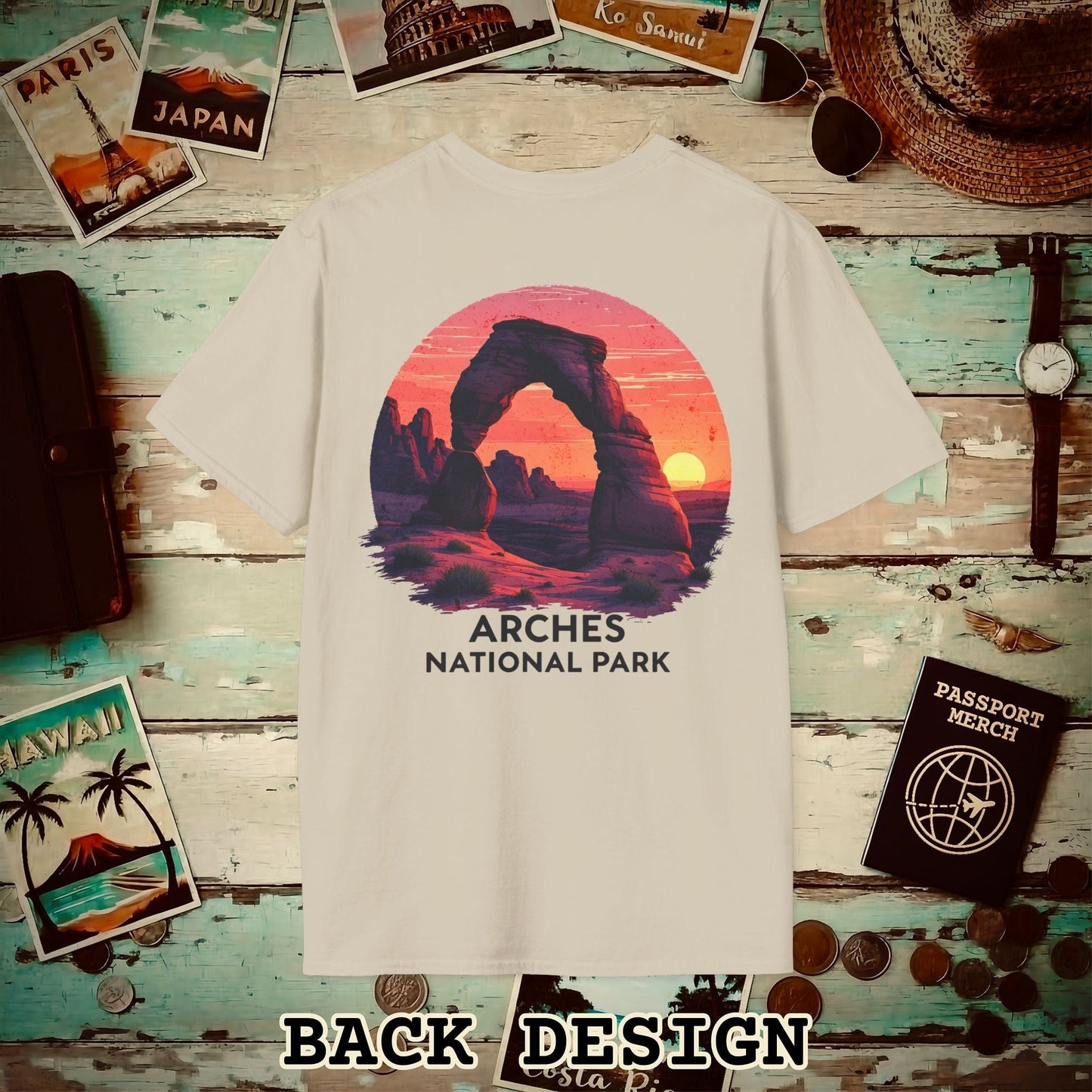 Arches National Park, Utah, Back Print T-Shirt Sand / S