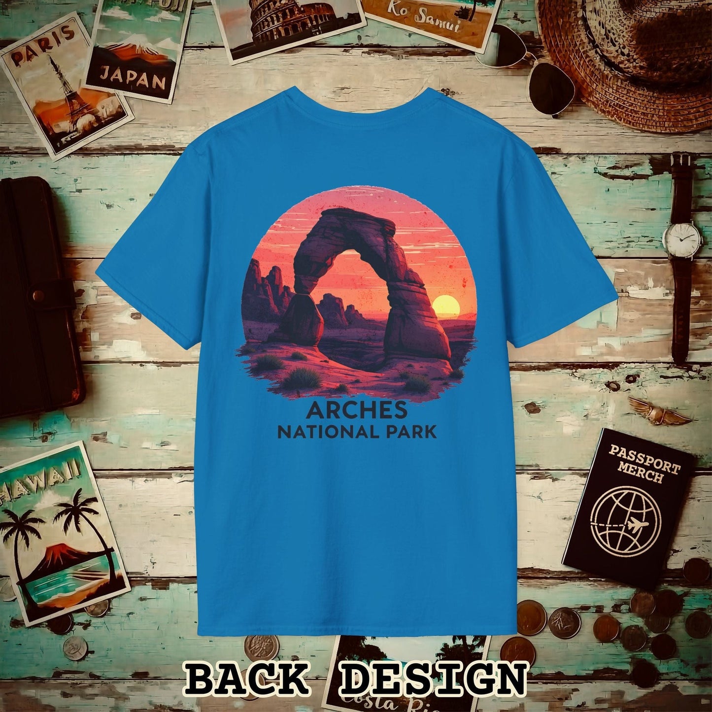 Arches National Park, Utah, Back Print T-Shirt Sapphire / S