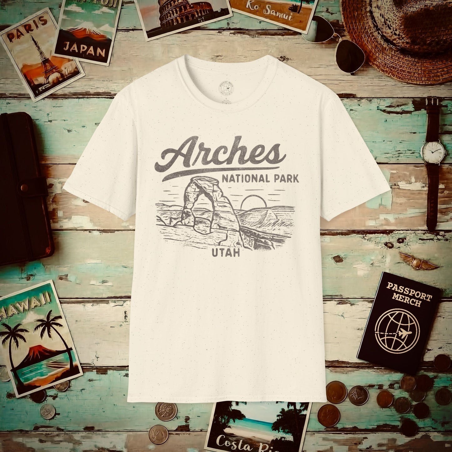 Arches National Park Vintage Monochrome, Utah T-Shirt Natural / S