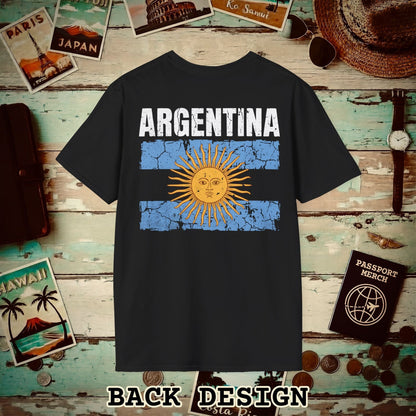 Argentina Vintage Flag Back Print T-Shirt Black / S