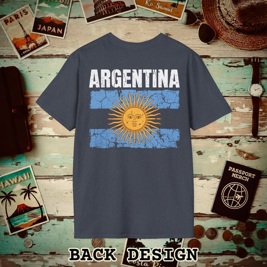 Argentina Vintage Flag Back Print T-Shirt Heather Navy / S