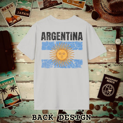 Argentina Vintage Flag Back Print T-Shirt Ice Grey / S