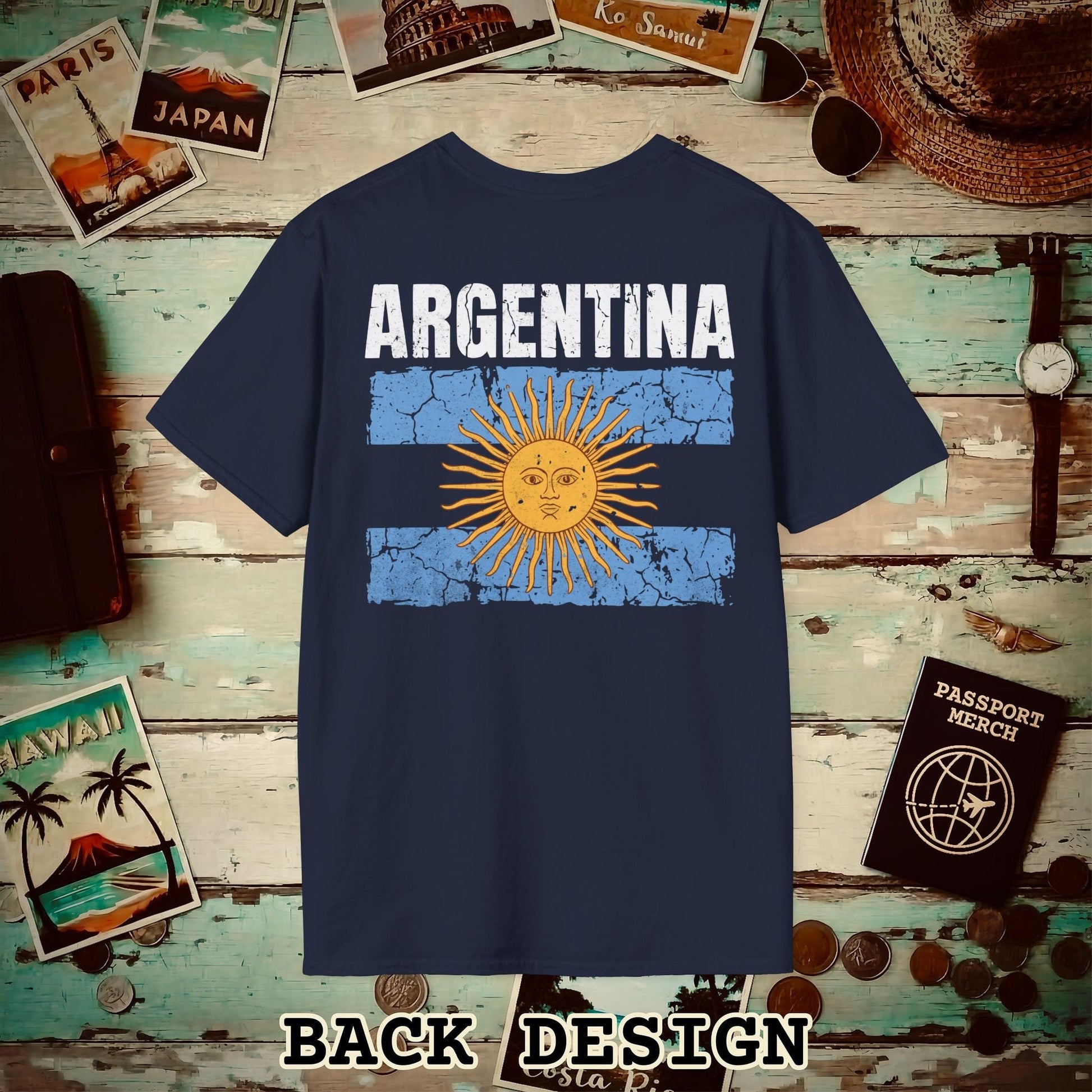 Argentina Vintage Flag Back Print T-Shirt Navy / S