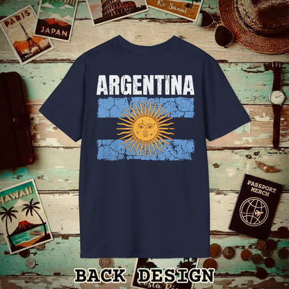 Argentina Vintage Flag Back Print T-Shirt Navy / S