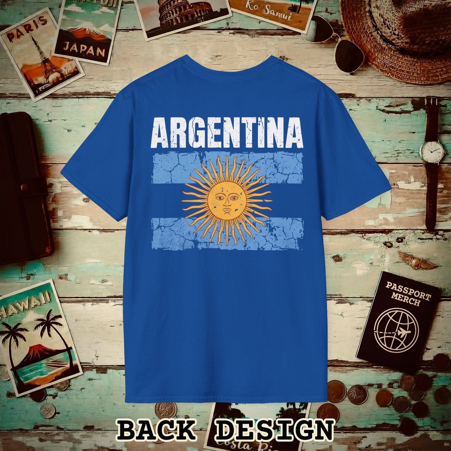 Argentina Vintage Flag Back Print T-Shirt Royal / S