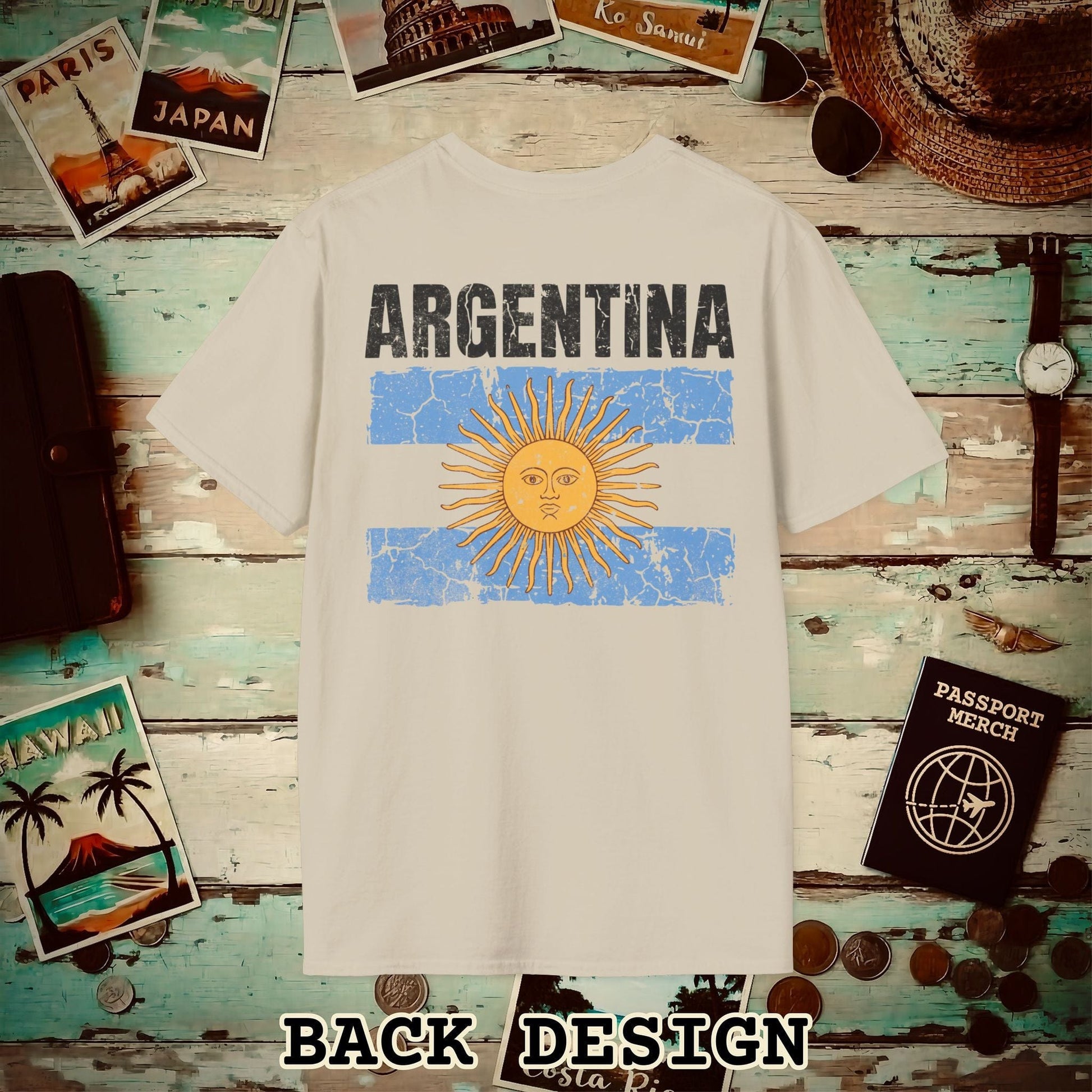 Argentina Vintage Flag Back Print T-Shirt Sand / S