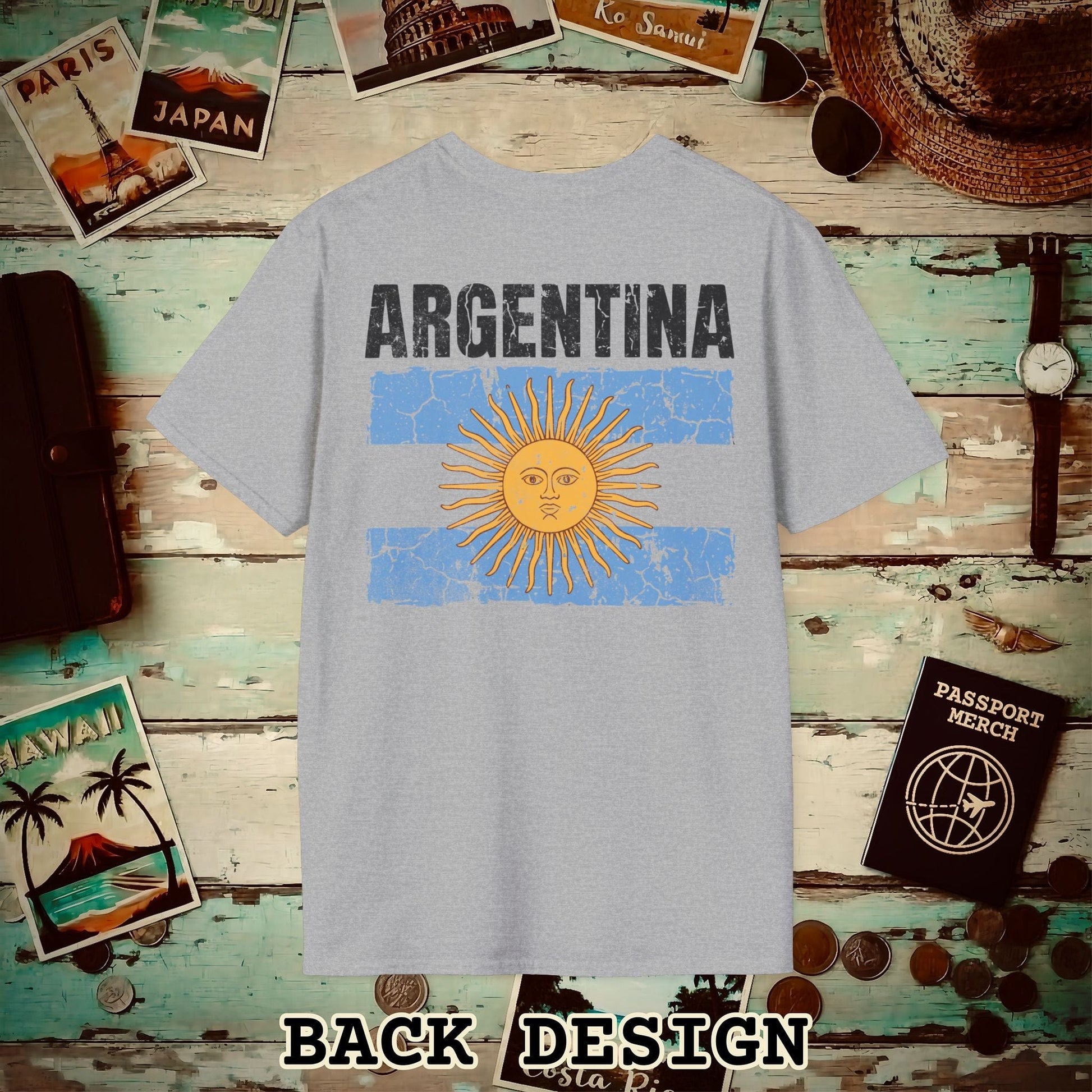 Argentina Vintage Flag Back Print T-Shirt Sport Grey / S