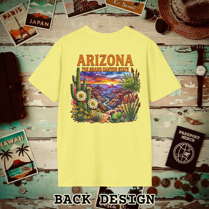 Arizona Flowers in Watercolored Oak Back Print T-Shirt Cornsilk / S
