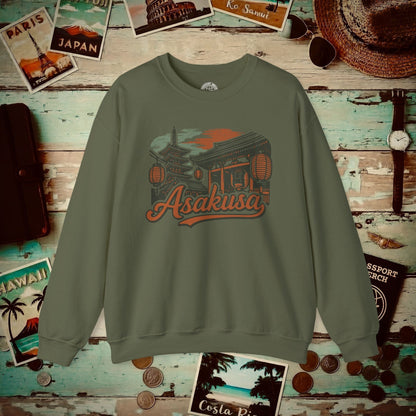 Asakusa, Japan - 80's Vintage Crewneck Military Green / S