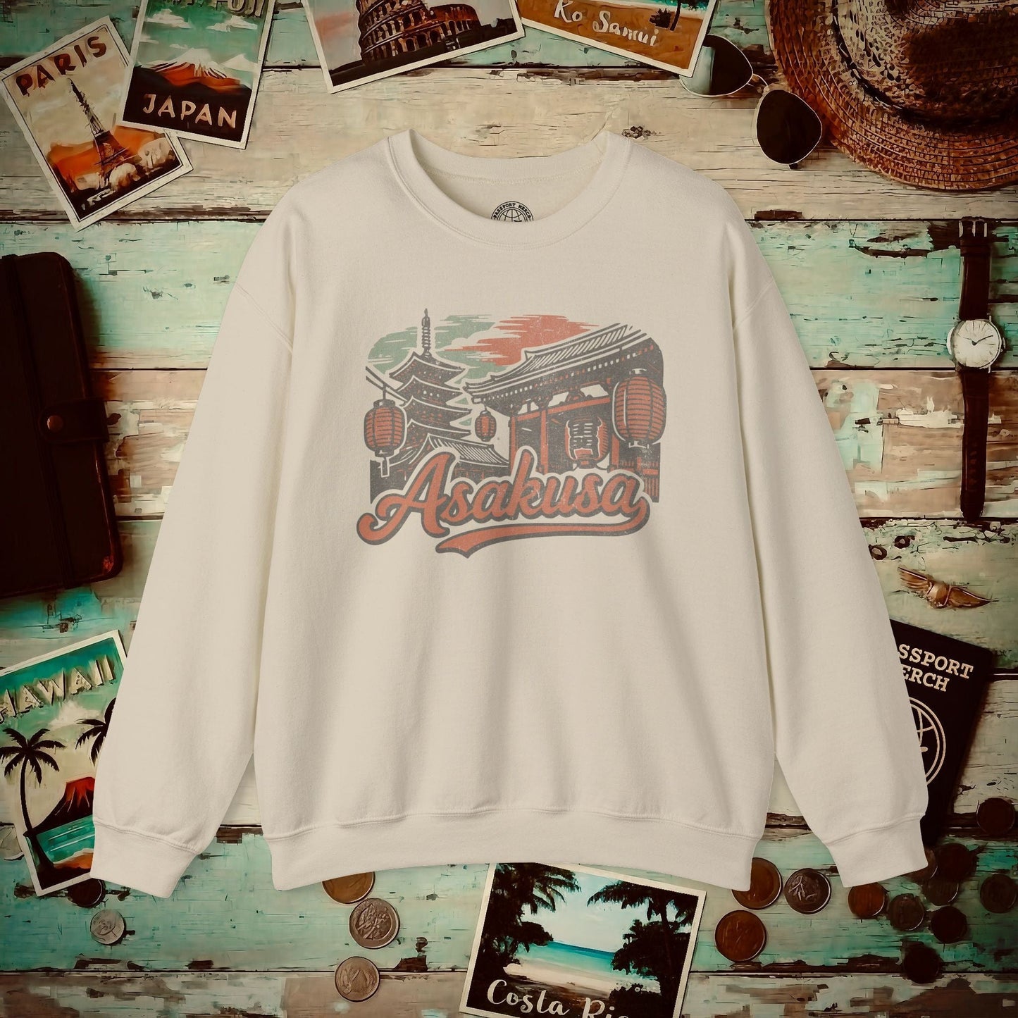Asakusa, Japan - 80's Vintage Crewneck Sand / S