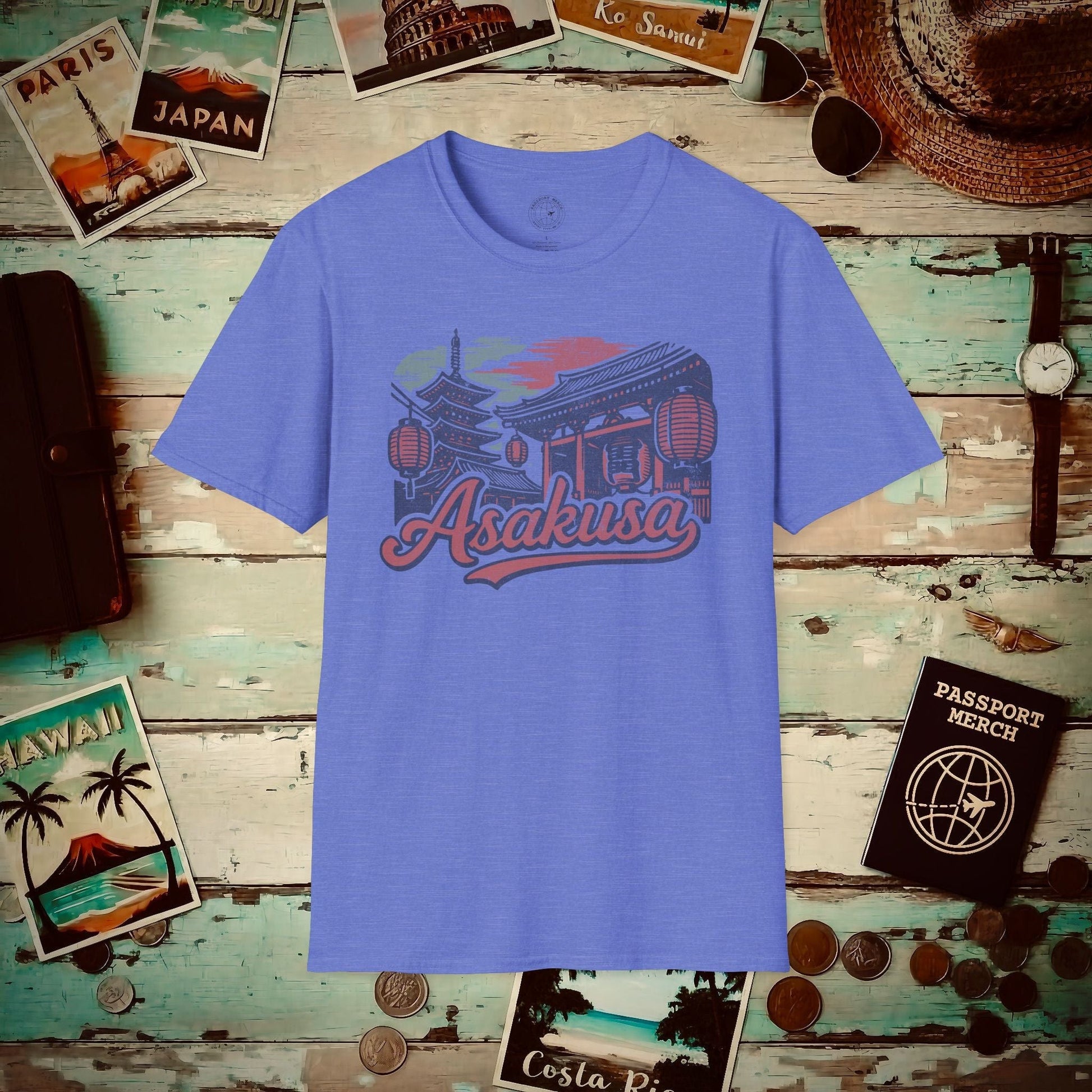 Asakusa, Japan - 80's Vintage T-Shirt Heather Royal / S