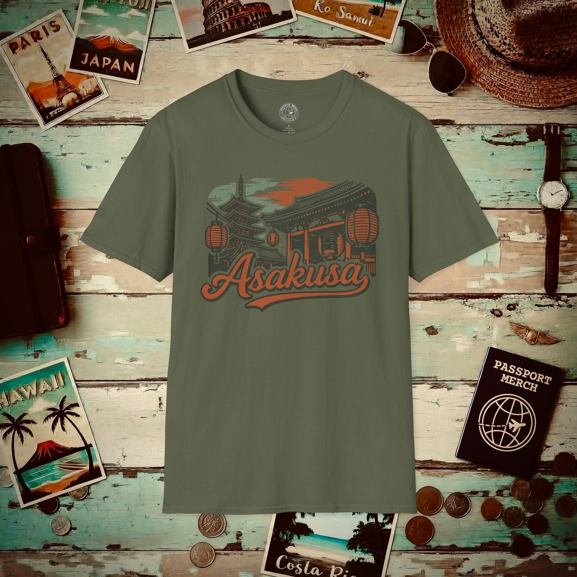 Asakusa, Japan - 80's Vintage T-Shirt Military Green / S