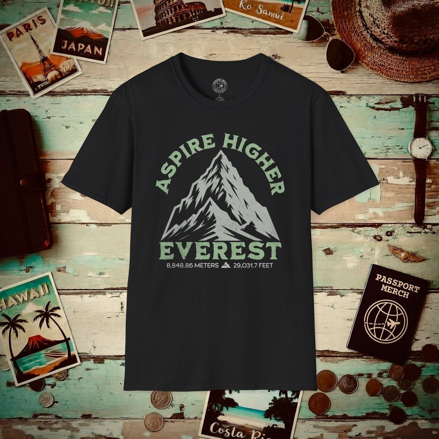 Aspire Higher, Everest Nepal-Tibet T-Shirt Black / S