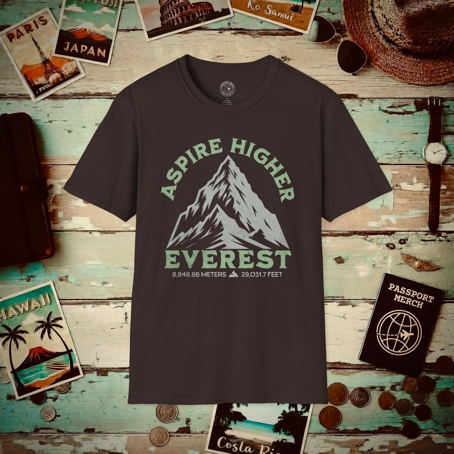 Aspire Higher, Everest Nepal-Tibet T-Shirt Dark Chocolate / S