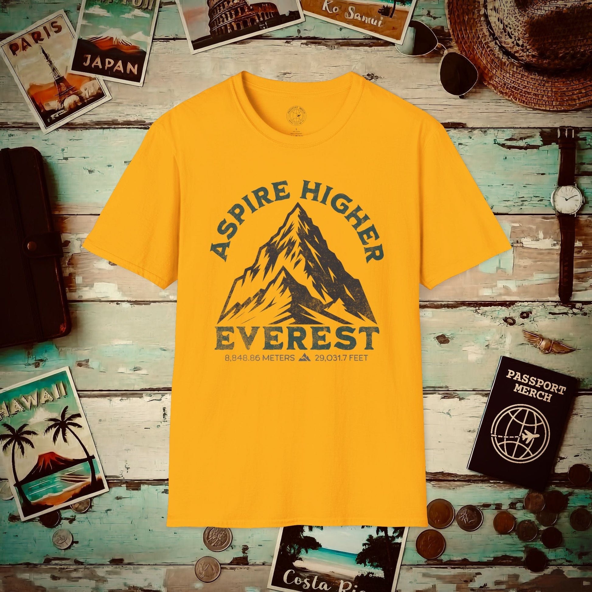 Aspire Higher, Everest Nepal-Tibet T-Shirt Gold / S
