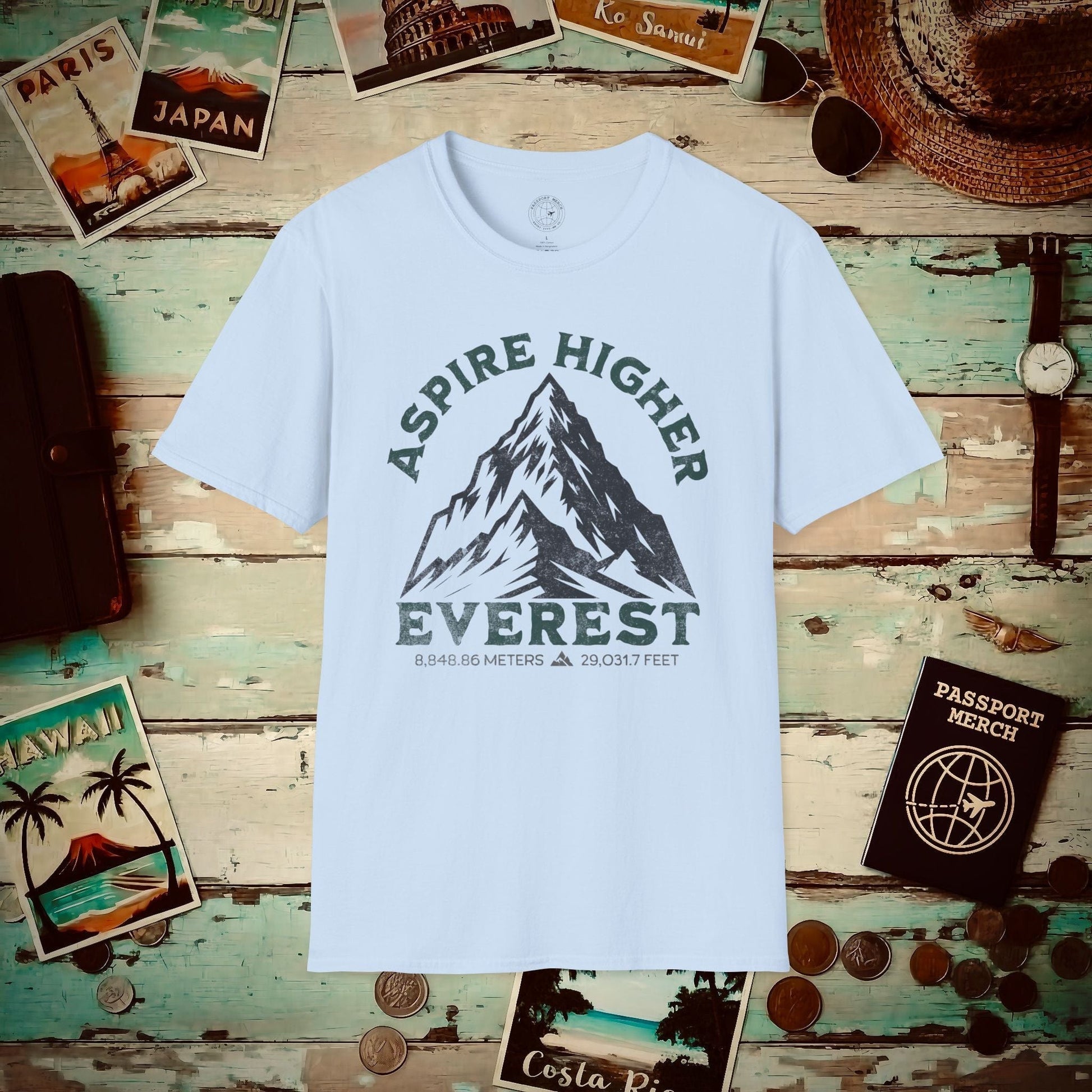Aspire Higher, Everest Nepal-Tibet T-Shirt Light Blue / S